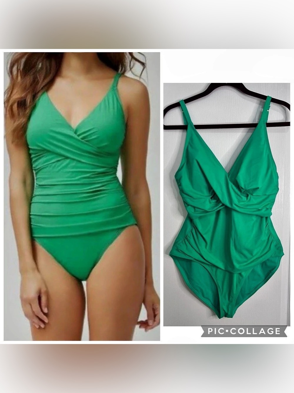 Tommy Bahama Ruched One-Piece Swimsuit in Green Size 14
